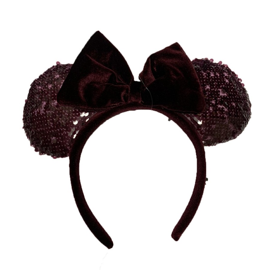 Apparel * | Disney Ears Headband Minnie Mouse Velvet Burgundy Sale