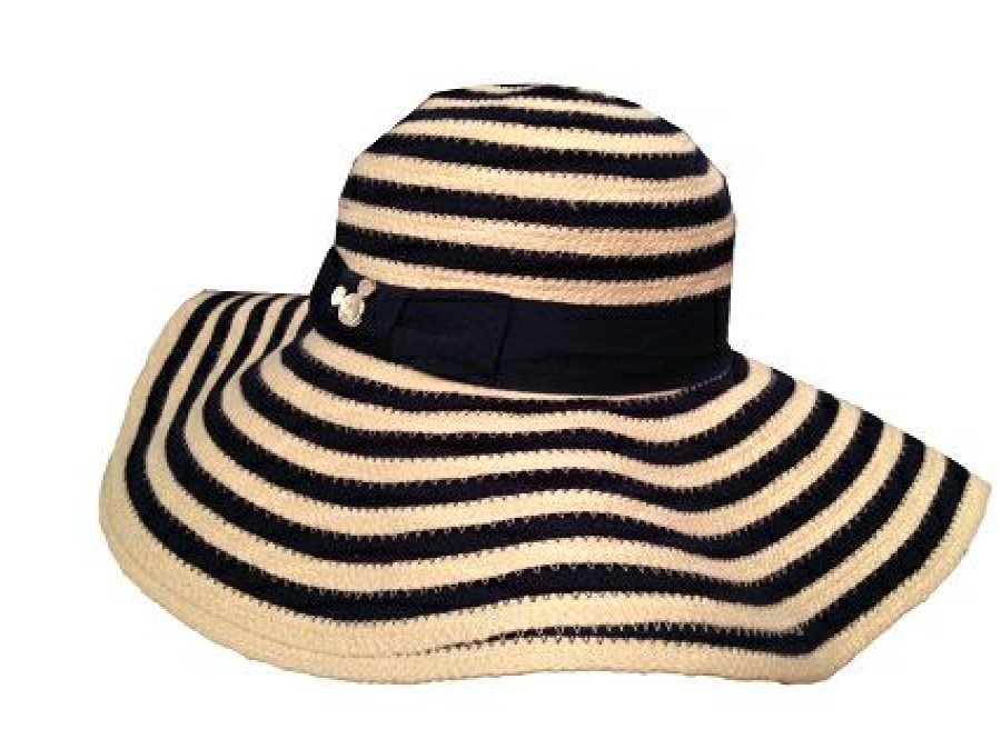 Apparel * | Disney Sun Hat For Women Mickey Mouse Striped Blue And White Online Sales