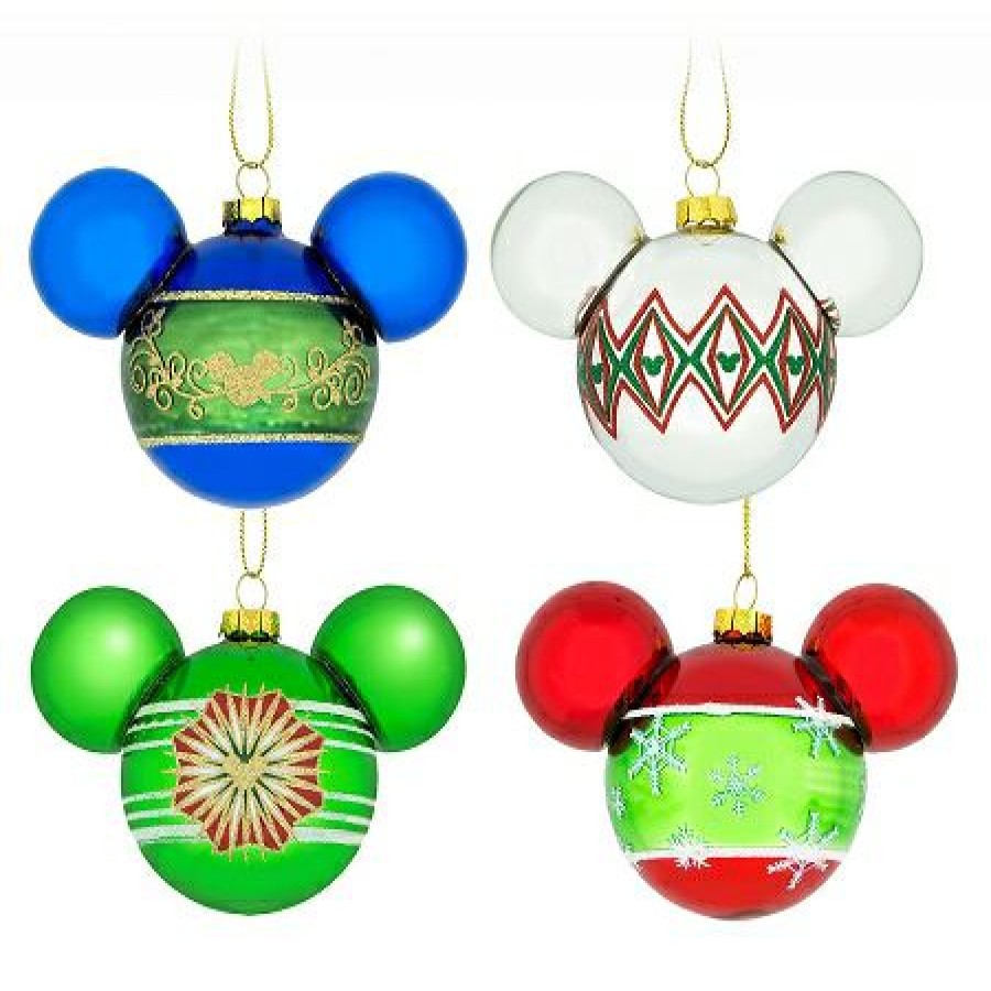 Christmas Ornaments * | Disney Christmas Ornament Set Mickey Icons And Snowflakes Set Of 4 Promotion