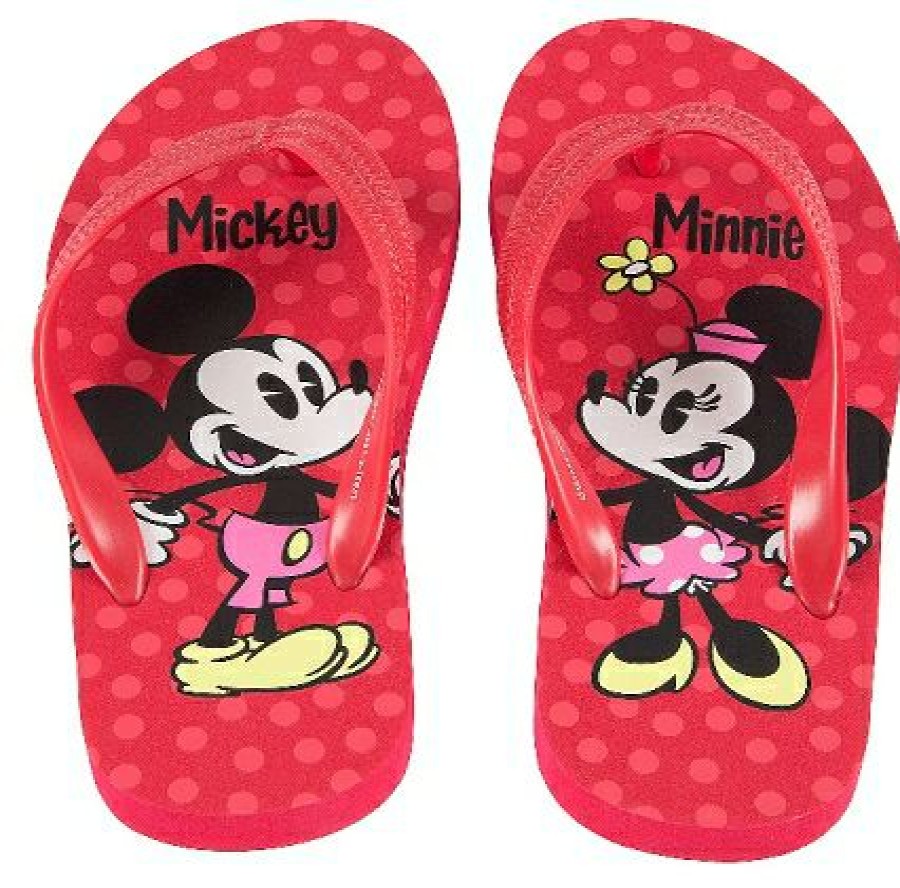 Apparel * | Disney Flip Flops For Girls Mickey And Minnie Mouse Red Cheaper