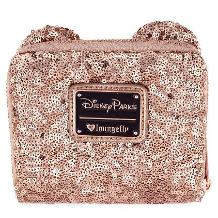 Apparel * | Disney Loungefly Wallet Minnie Mouse Rose Gold Sequined Discounts