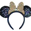 Apparel * | Disney Ears Headband 50Th Anniversary Gold Jewel Bow Online Sales