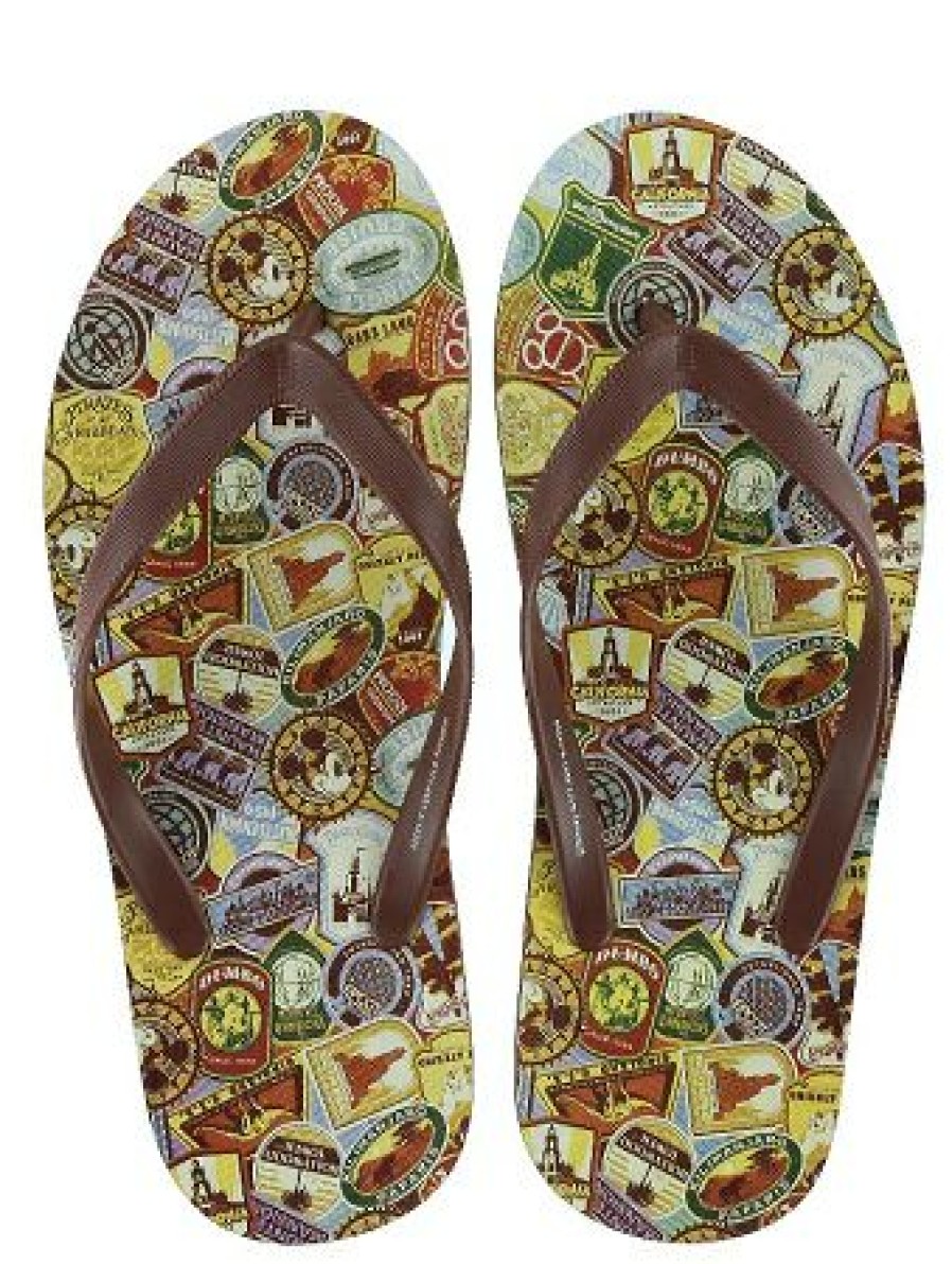 Apparel * | Disney Flip Flops For Men Mickey Mouse Park Patches Exclusive