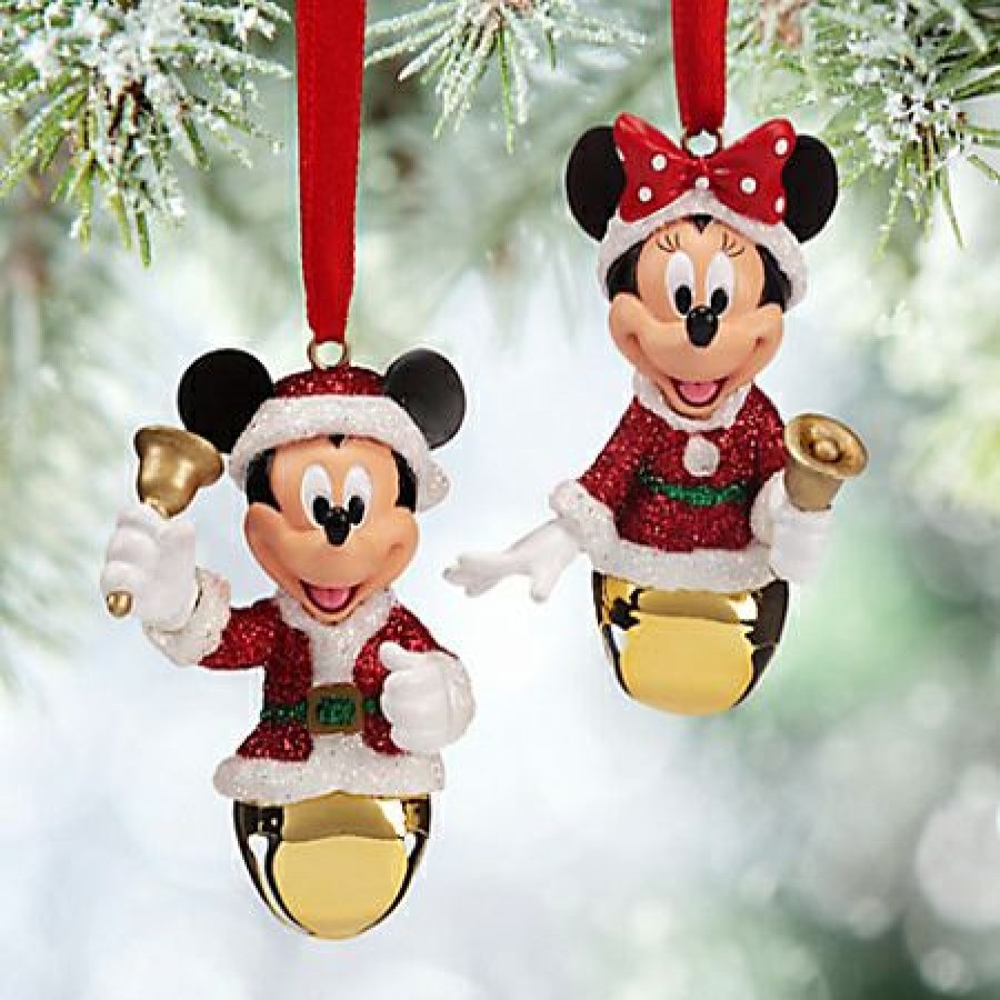 Christmas Ornaments * | Disney Christmas Ornament Set Mickey And Minnie Mouse Bells Best-Selling