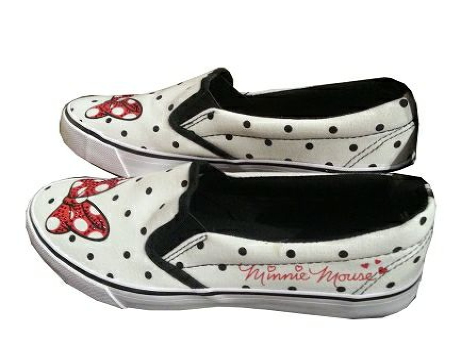 Apparel * | Disney Shoes For Women Minnie Mouse Bow With Polka Dots White Top Sell