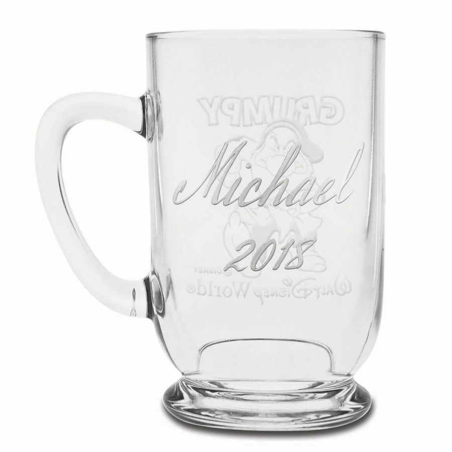 Mugs * | Disney Arribas Glass Mug Grumpy Personalizable 16Oz Tendy Style