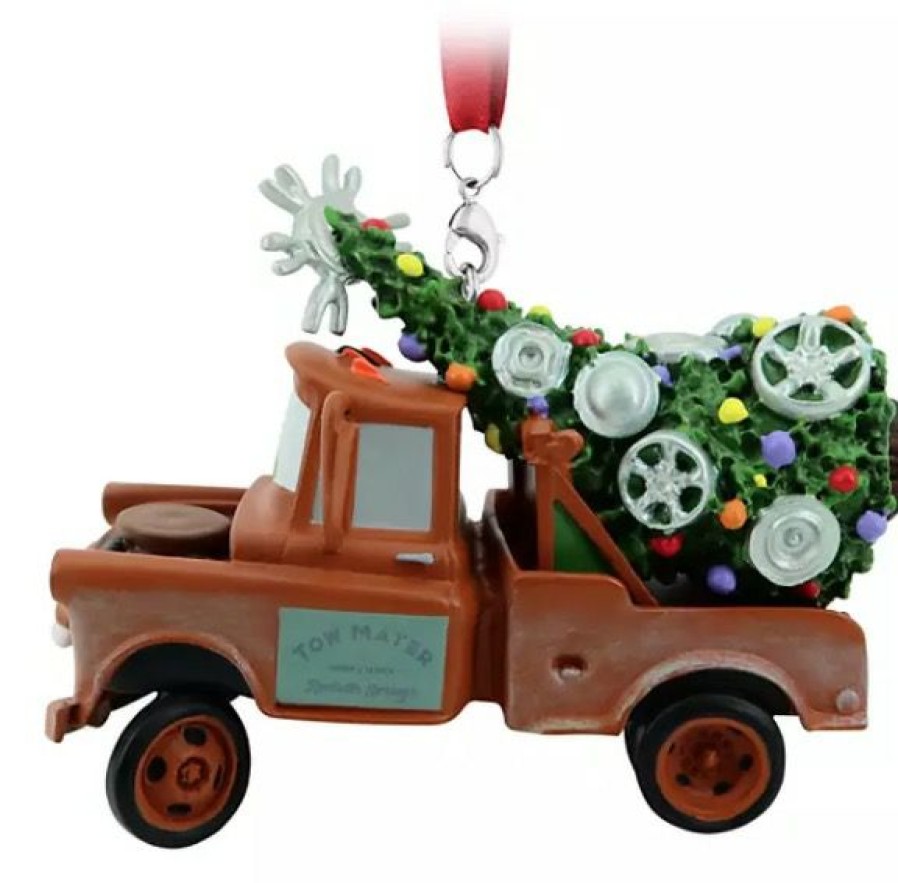 Christmas Ornaments * | Disney Figurine Ornament Tow Mater Hauling Christmas Tree Cars Tendy Style