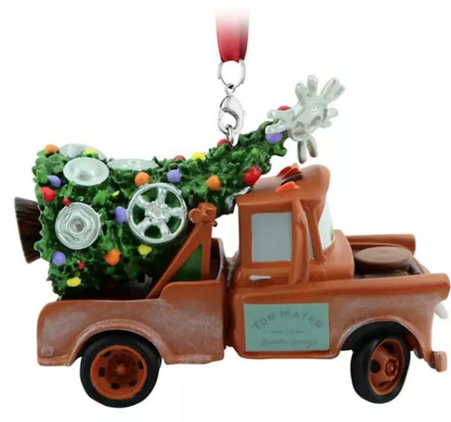 Christmas Ornaments * | Disney Figurine Ornament Tow Mater Hauling Christmas Tree Cars Tendy Style