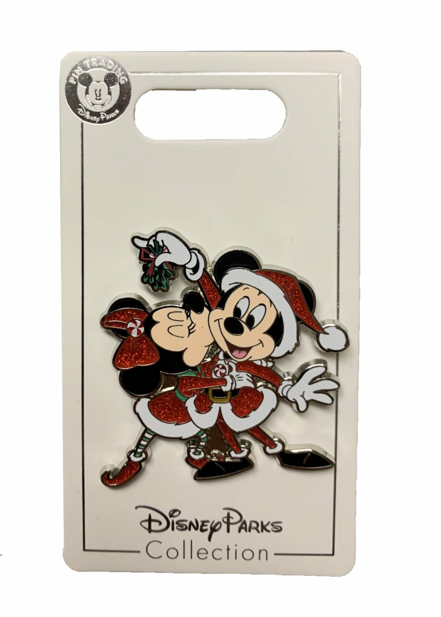 Figures And Collectibles * | Disney Holiday Pin Santa Mickey & Minnie Mistletoe Reliable Quality