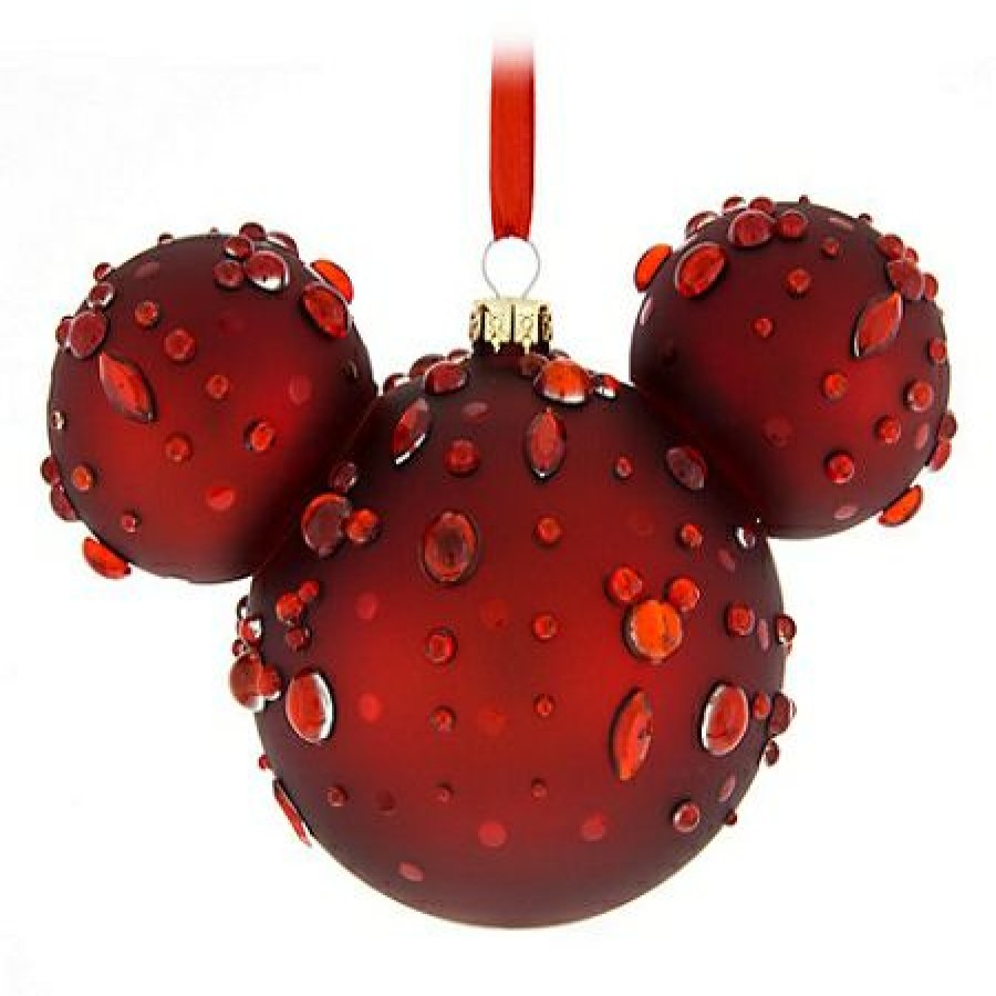 Christmas Ornaments * | Disney Christmas Ornament Mickey Mouse Icon Red Ruby Gems Excellent Quality