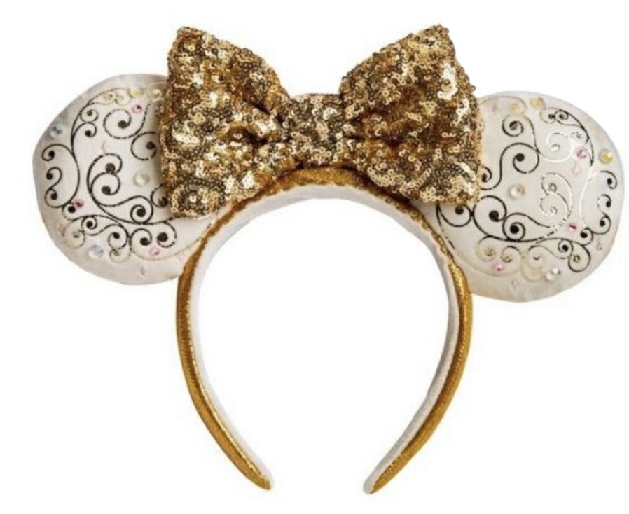 Apparel * | Disney Ears Headband 50Th Anniversary Gold & White Light Up Exclusive