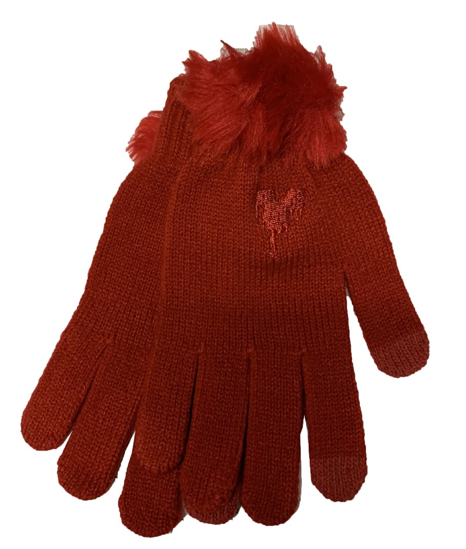 Apparel * | Disney Knit Gloves Minnie Mouse Pom Poms Red Outlet