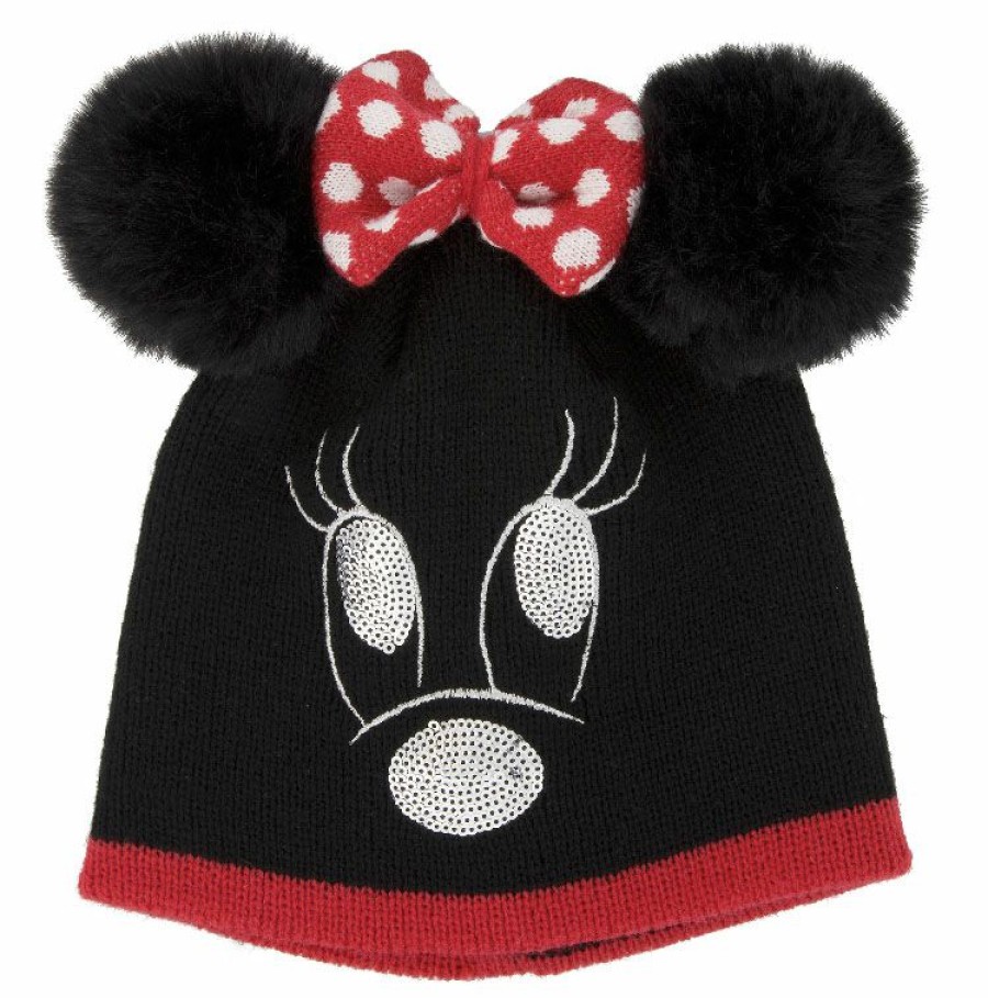 Apparel * | Disney Knit Hat Minnie Mouse With Plush Ears And Bow Youth New