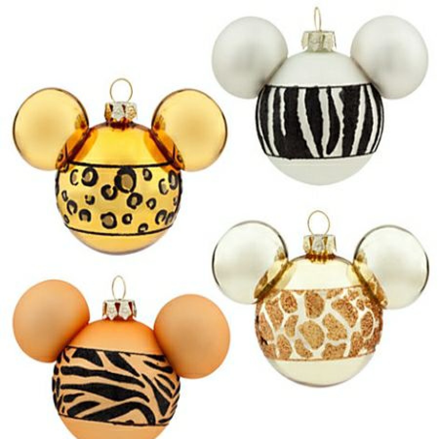 Christmas Ornaments * | Disney Christmas Ornament Set Mickey Animal Print Set Of 4 Original