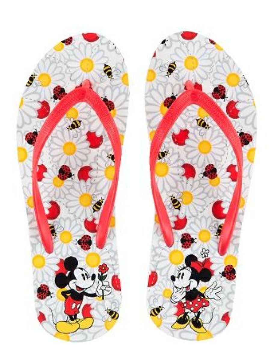 Apparel * | Disney Flip Flops For Women Flowers Mickey And Minnie Mouse Outlet