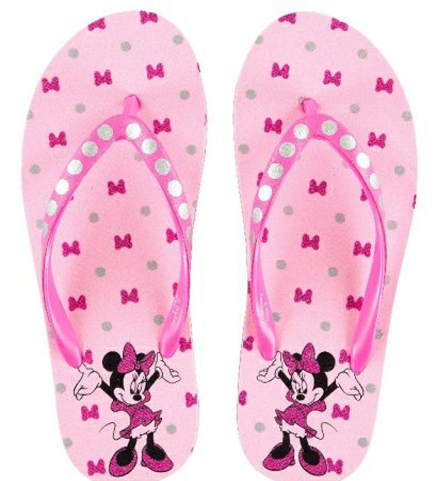 Apparel * | Disney Flip Flips For Girls Minnie Mouse And Bows Pink Sale