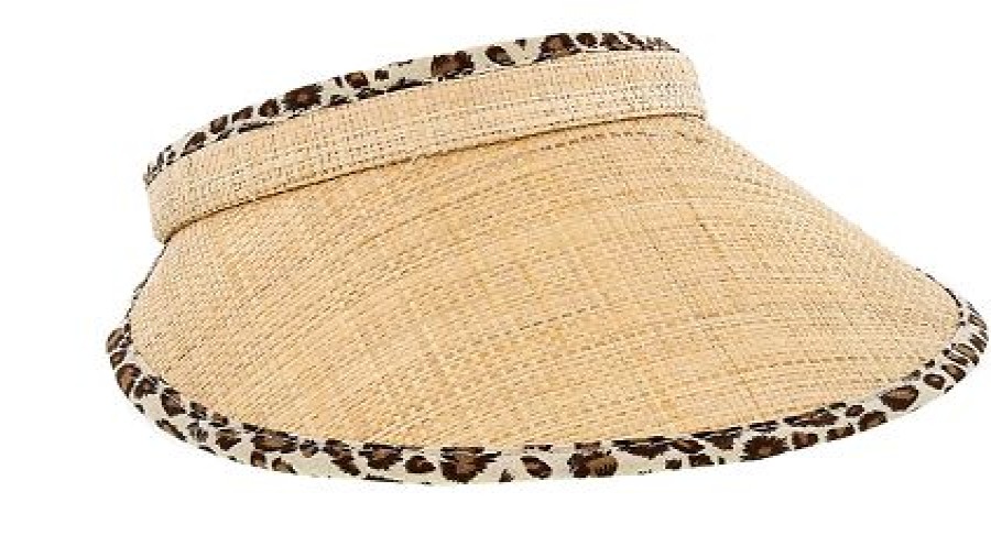 Apparel * | Disney Sun Visor Hat Animal Print Trim Straw New