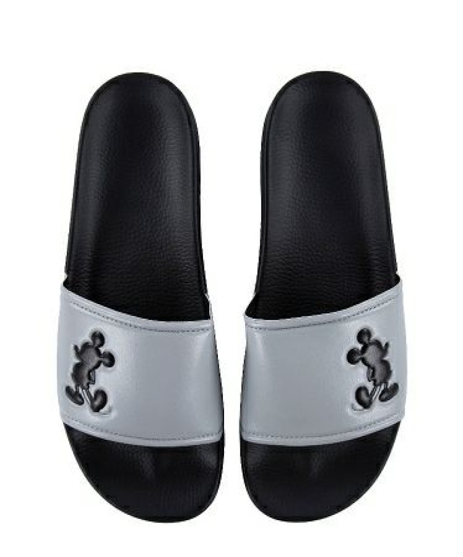 Apparel * | Disney Sandals For Men Mickey Mouse Icon Black And Gray Bargain Sale