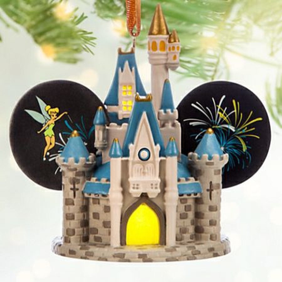 Christmas Ornaments * | Disney Ears Hat Ornament Cinderella Castle With Fireworks Light Up Cheap