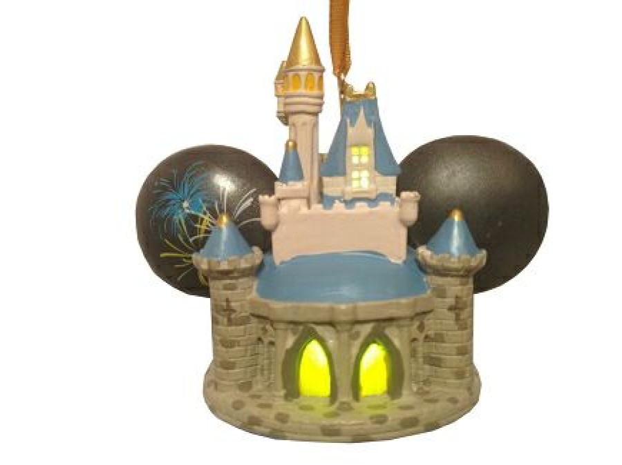 Christmas Ornaments * | Disney Ears Hat Ornament Cinderella Castle With Fireworks Light Up Cheap