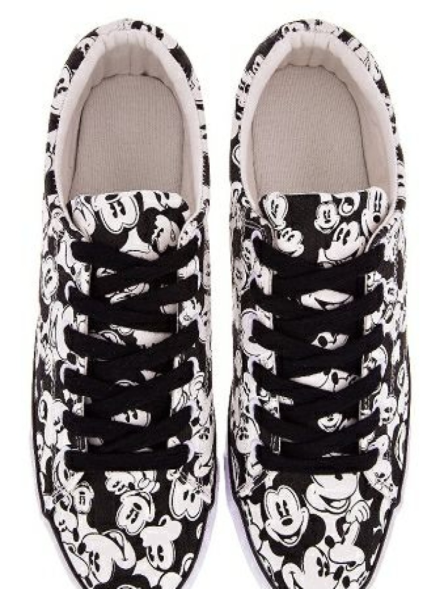 Apparel * | Disney Canvas Shoes For Women Classic Mickey Mouse Black Laces Classical