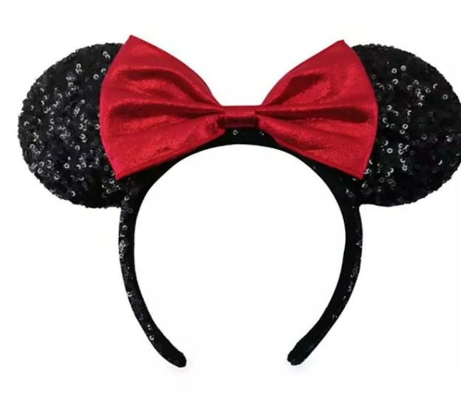 Apparel * | Disney Ears Headband Minnie Mouse Sequined Red Bow Hot Sell