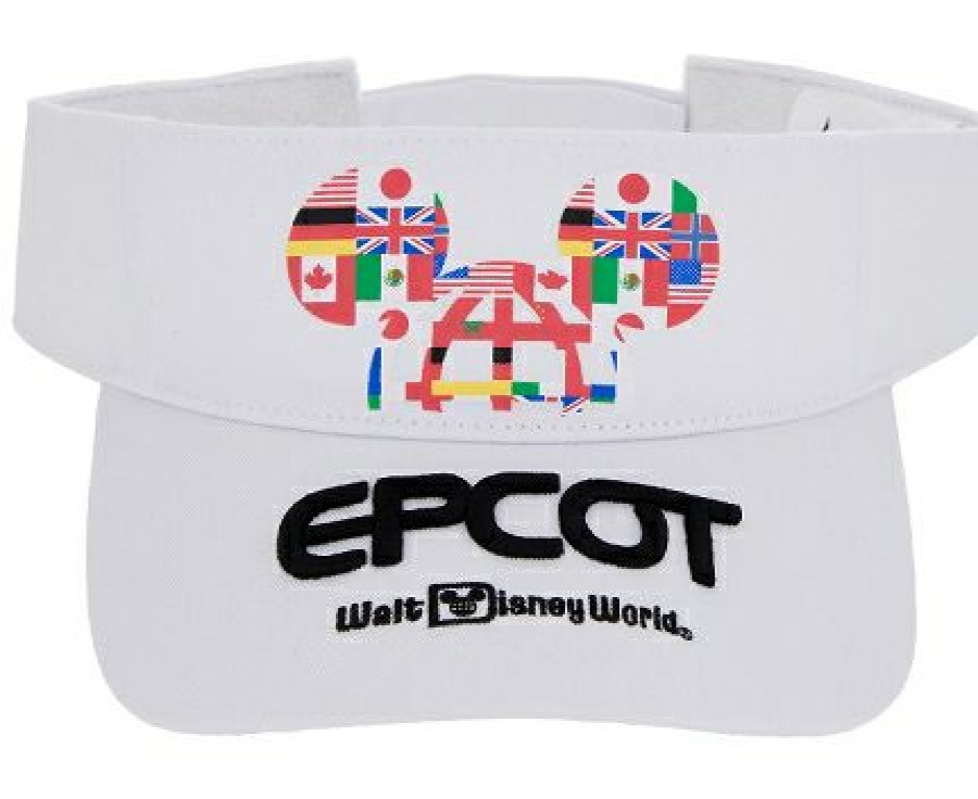 Apparel * | Disney Sun Visor Hat Epcot Mickey Flags New