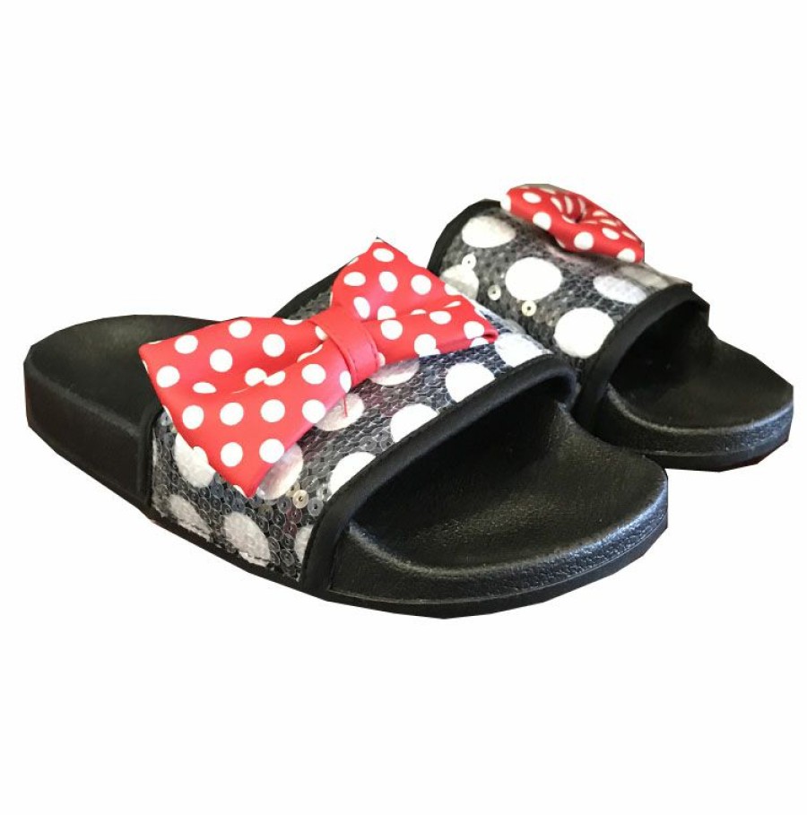 Apparel * | Disney Sandals For Women Minnie Mouse Bow Sequin Opening Sales