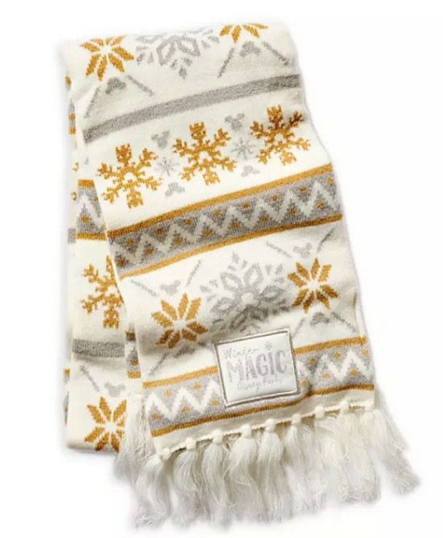 Apparel * | Disney Knit Scarf For Adults Disney Parks Silver And Gold New Threads