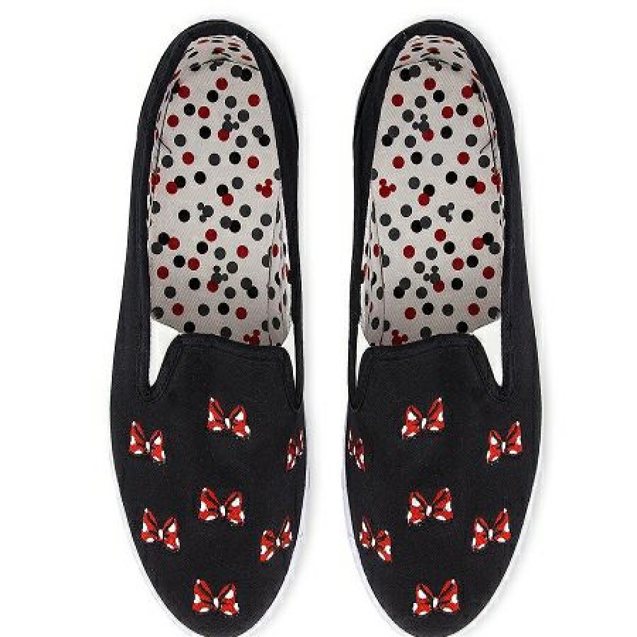 Apparel * | Disney Slip On Shoes Minnie Mouse Bows Canvas Top Sell