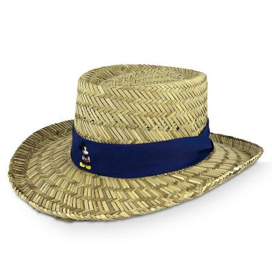 Apparel * | Disney Straw Hat For Men Mickey Mouse Blue Band Excellent Quality