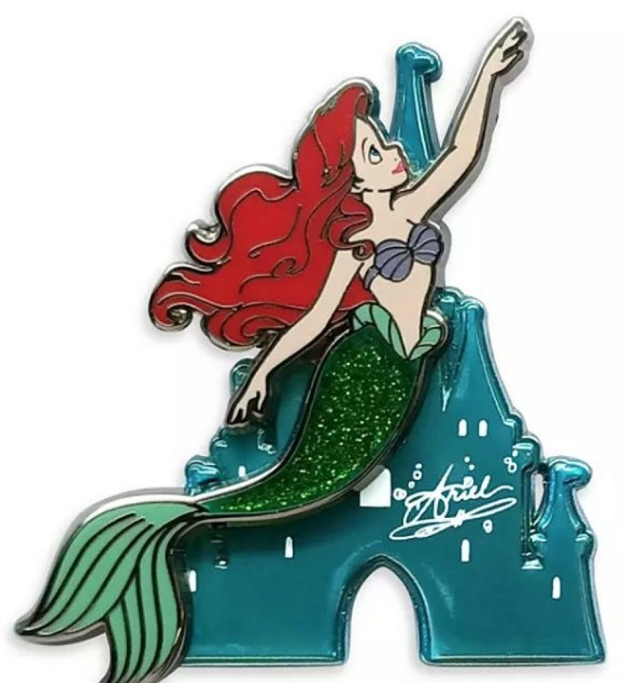 Figures And Collectibles * | Disney The Little Mermaid Pin Ariel With Castle New