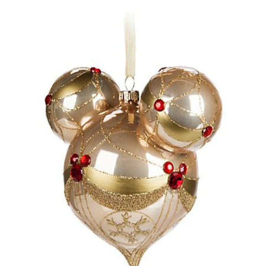 Christmas Ornaments * | Disney Mickey Ears Christmas Ornament Mickey Mouse Icon Champagne Top Sell