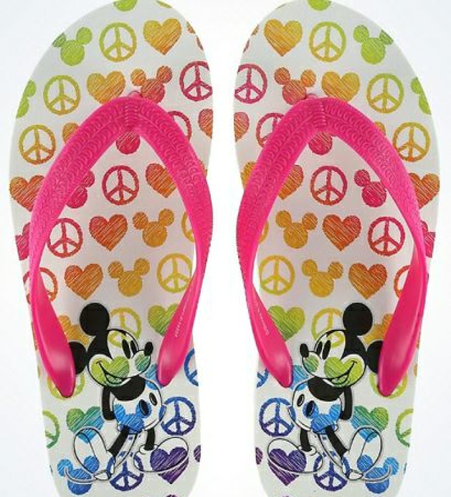 Apparel * | Disney Flip Flops For Girls Peace Love Mickey Best Price