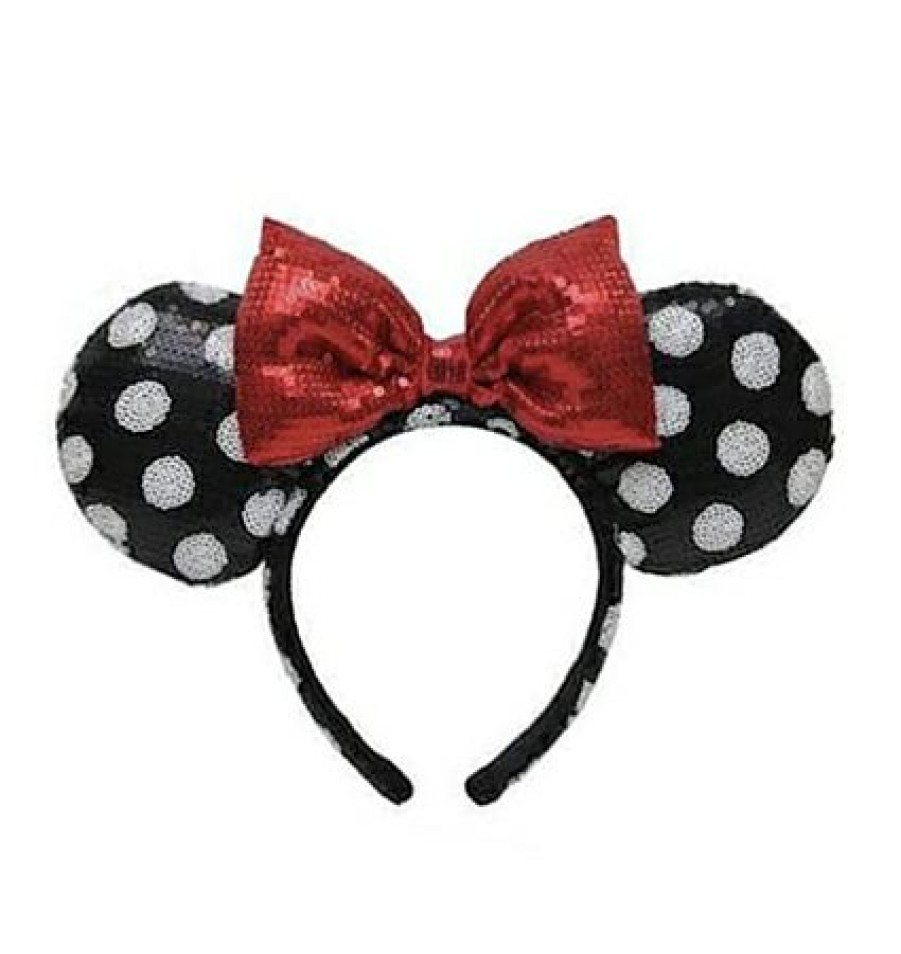 Apparel * | Disney Ears Headband Hat Minnie Mouse Polka Dot Black And White Hot Sell