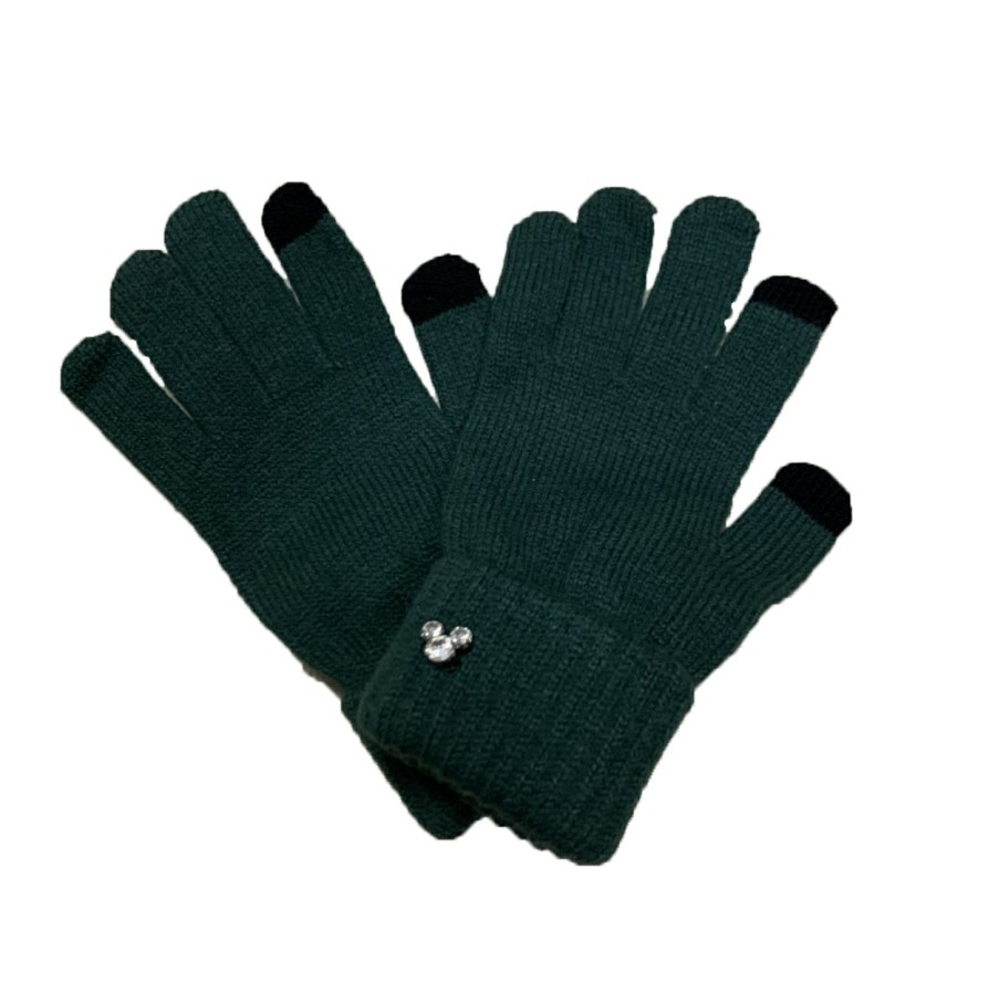 Apparel * | Disney Knit Gloves Mickey Mouse Gem Green Excellent Quality