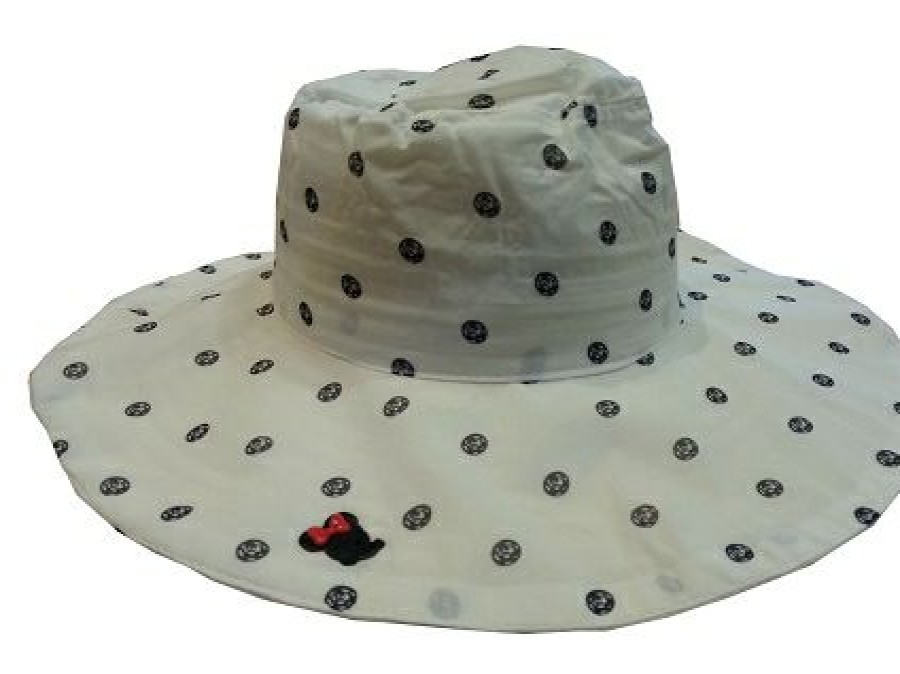 Apparel * | Disney Sun Hat For Women Minnie Mouse Polka Dots Black And White Excellent Quality