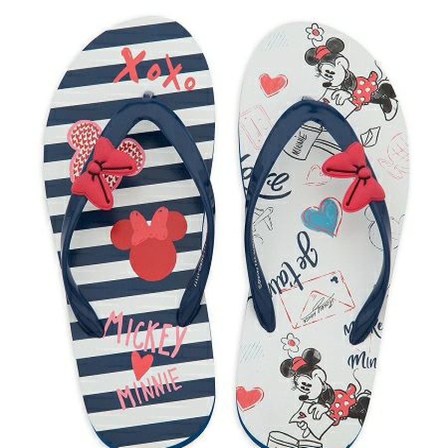 Apparel * | Disney Flip Flops For Girls Minnie Mouse Nautical Good Quality