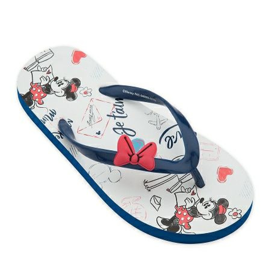 Apparel * | Disney Flip Flops For Girls Minnie Mouse Nautical Good Quality