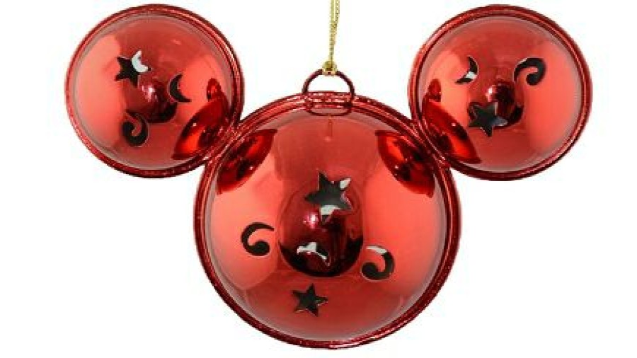 Christmas Ornaments * | Disney Mickey Ears Icon Ornament Mickey Mouse Metal Bell Red Sale