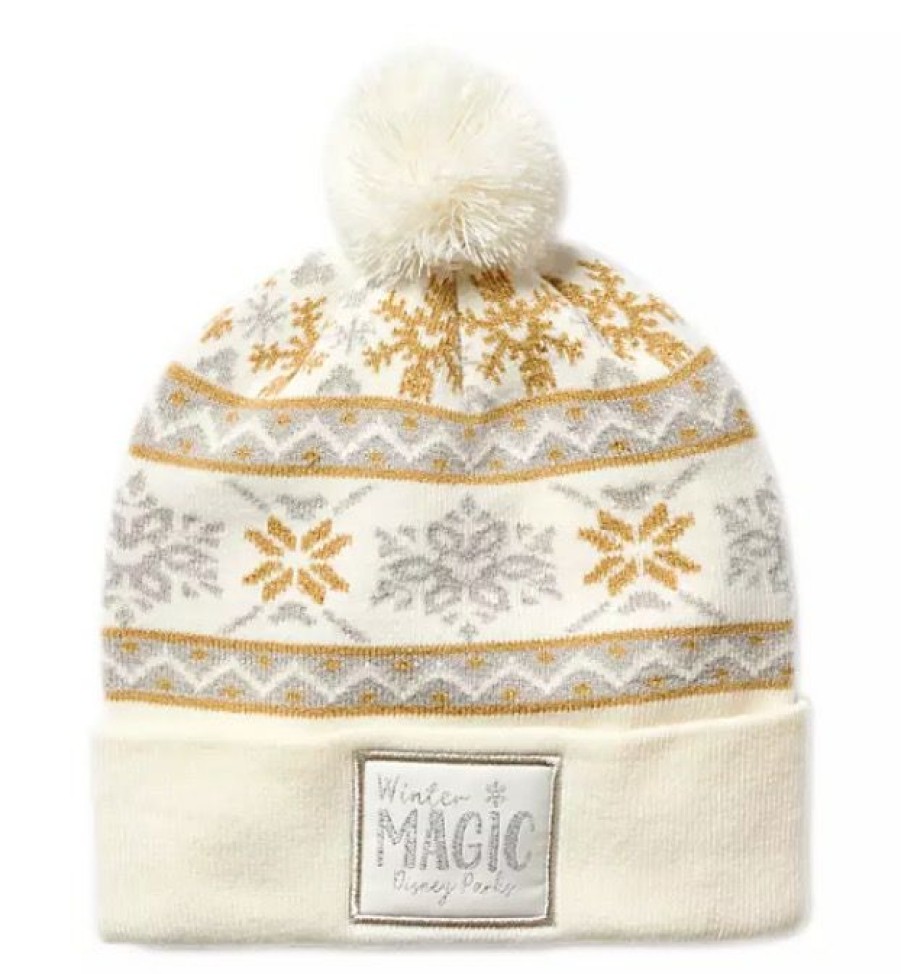 Apparel * | Disney Knit Beanie For Adults Disney Parks Silver And Gold New Threads